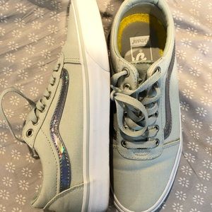 Light Grey Vans with Holo Stripe
